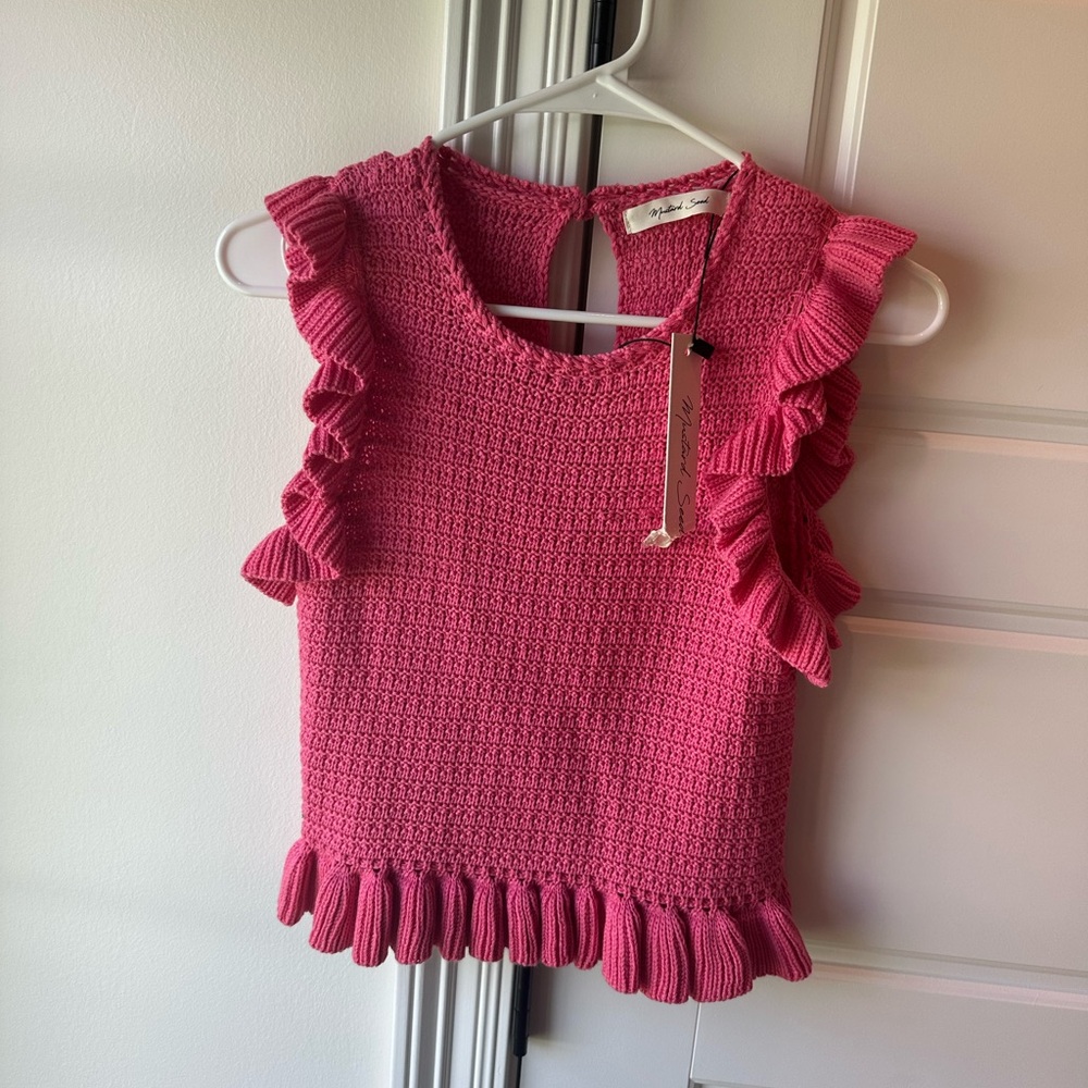 Mustard Seed Pink Ruffle Knit Top